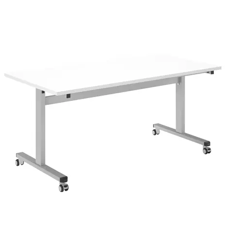 Pro Flip Rectangular Table - W1600 x D800 x H725mm - Silver Legs - White